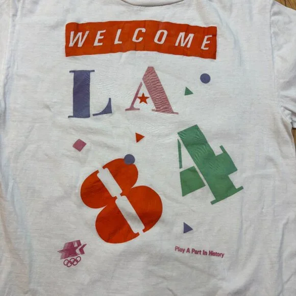 Vintage 1984 Los Angeles Olympics USA Short Sleeve White T-Shirt Size Medium? - Picture 5 of 7